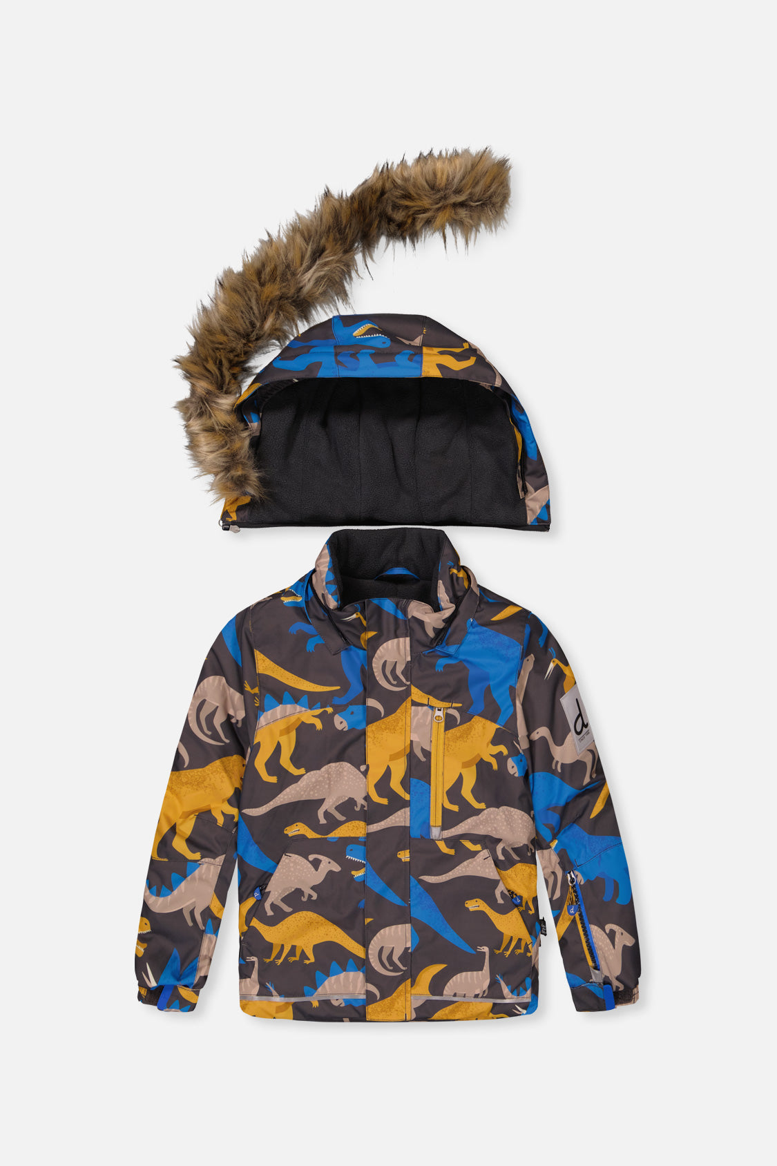 Two Piece Play Snowsuit Grey And Blue Dinosaur Print With Yellow Pants - J10PB41_02130
