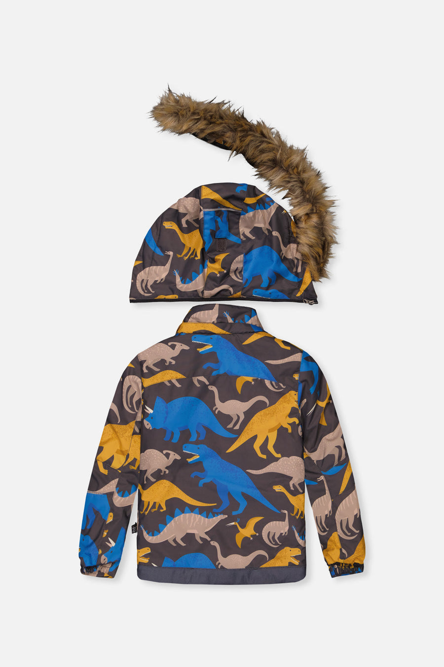 Two Piece Play Snowsuit Grey And Blue Dinosaur Print With Yellow Pants - J10PB41_02130