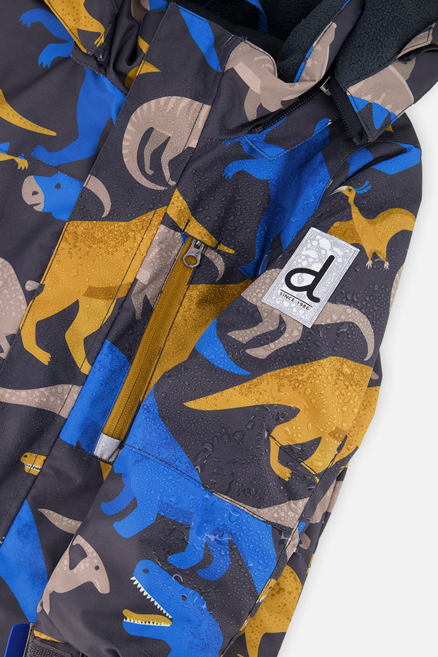 Two Piece Play Snowsuit Grey And Blue Dinosaur Print With Yellow Pants - J10PB41_02130