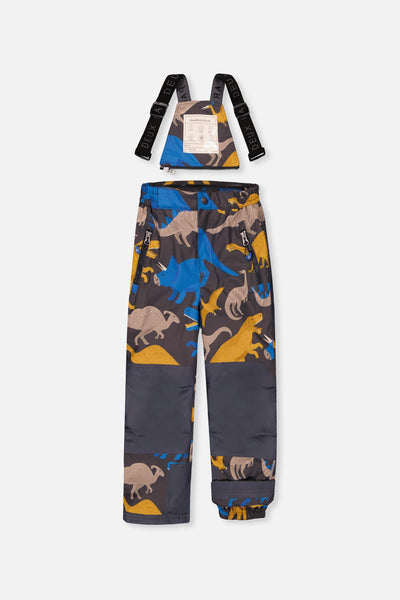 Two Piece Play Snowsuit Colorblock With Grey And Blue Dinosaur Print Pants - J10PB41_04930