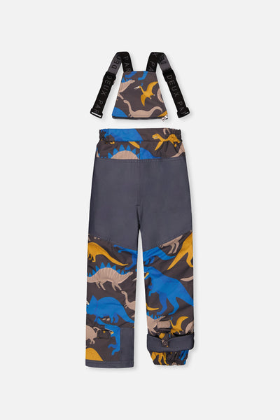 Two Piece Play Snowsuit Colorblock With Grey And Blue Dinosaur Print Pants - J10PB41_04930