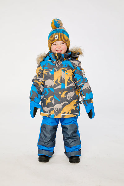 Two Piece Play Snowsuit Grey And Blue Dinosaur Print With Blue Pants - J10PB41_1J057