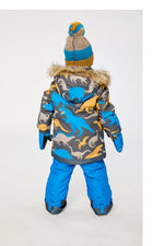 Two Piece Play Snowsuit Grey And Blue Dinosaur Print With Blue Pants - J10PB41_1J057