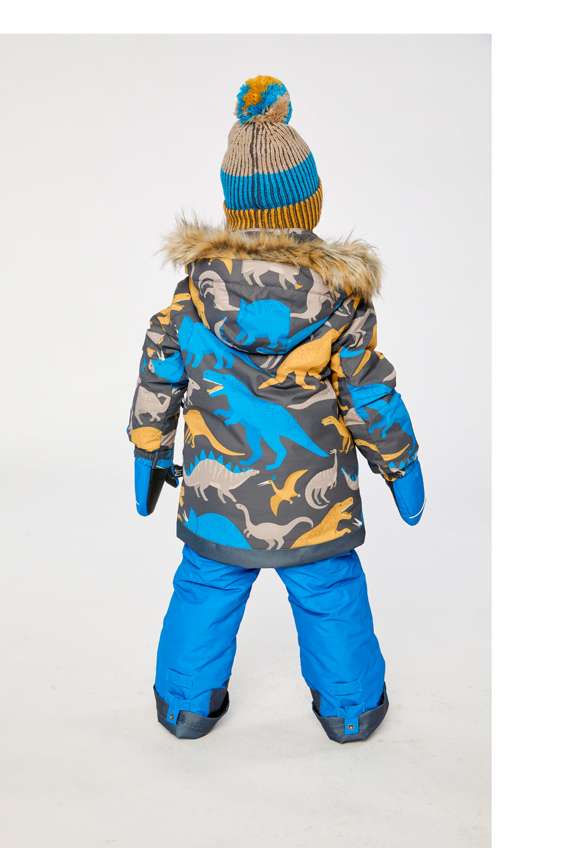 Two Piece Play Snowsuit Grey And Blue Dinosaur Print With Blue Pants - J10PB41_1J057