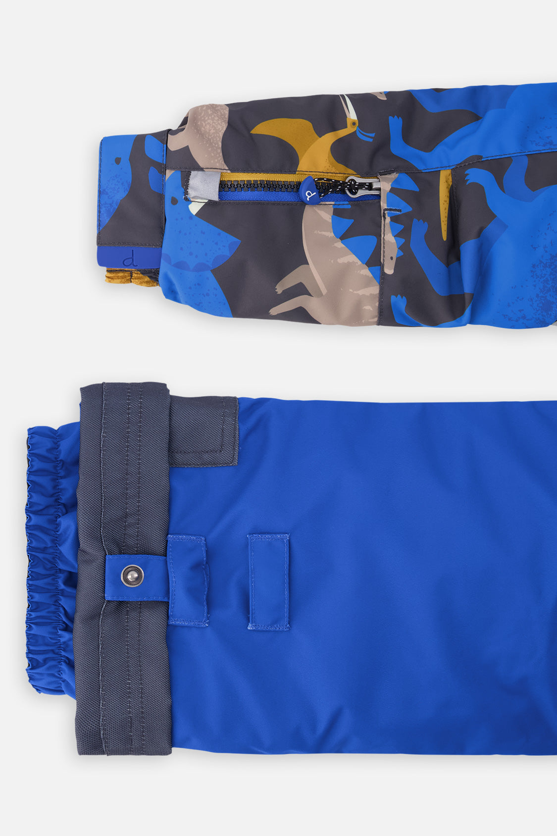 Two Piece Play Snowsuit Grey And Blue Dinosaur Print With Blue Pants - J10PB41_1J057
