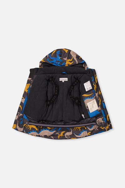 Two Piece Play Snowsuit Grey And Blue Dinosaur Print With Blue Pants - J10PB41_1J057
