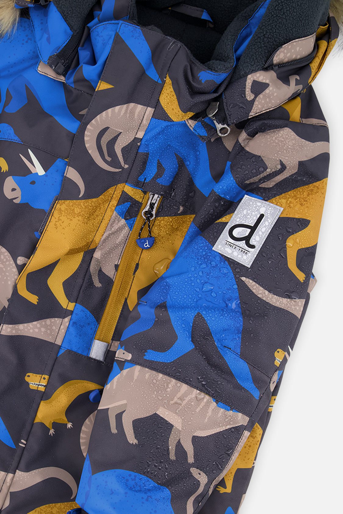 Two Piece Play Snowsuit Grey And Blue Dinosaur Print With Blue Pants - J10PB41_1J057