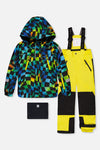 Two Piece Play Snowsuit Green Yellow And Blue Checkerboard With Yellow Pants - J10PB42_03320