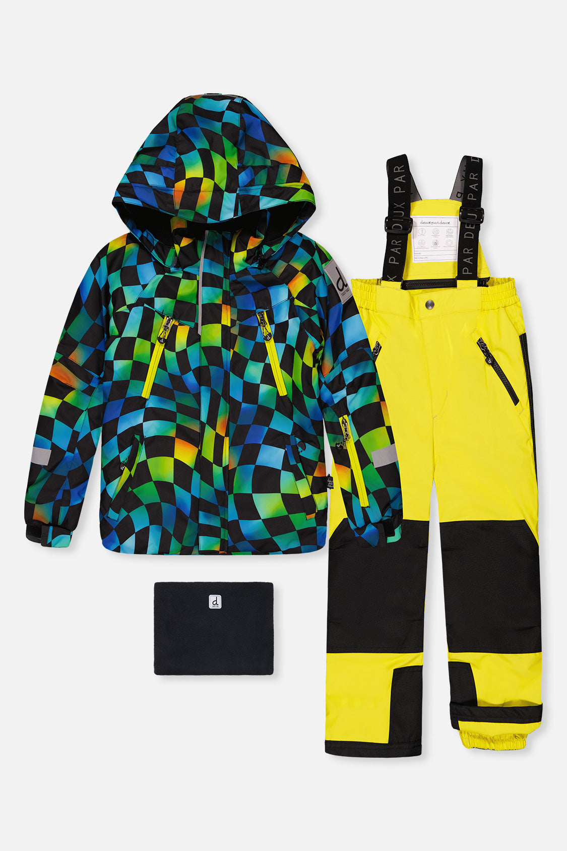 Two Piece Play Snowsuit Green Yellow And Blue Checkerboard With Yellow Pants - J10PB42_03320