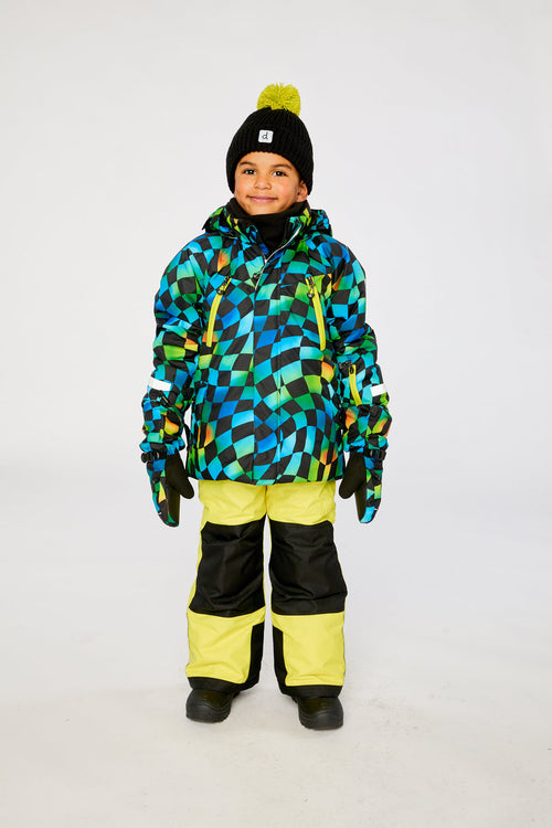 Two Piece Play Snowsuit Green Yellow And Blue Checkerboard With Yellow Pants - J10PB42_03320