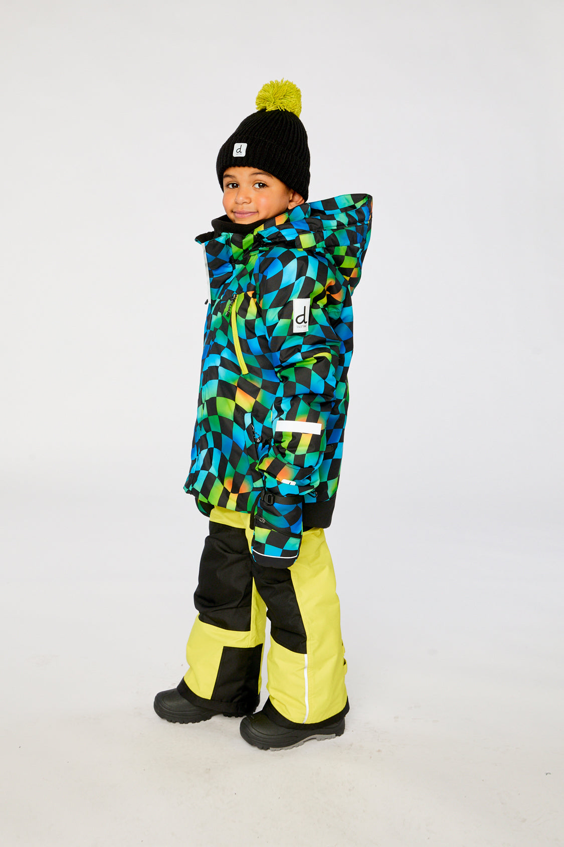 Two Piece Play Snowsuit Green Yellow And Blue Checkerboard With Yellow Pants - J10PB42_03320