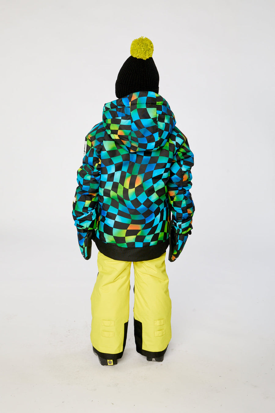 Two Piece Play Snowsuit Green Yellow And Blue Checkerboard With Yellow Pants - J10PB42_03320