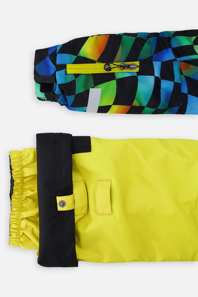 Two Piece Play Snowsuit Green Yellow And Blue Checkerboard With Yellow Pants - J10PB42_03320