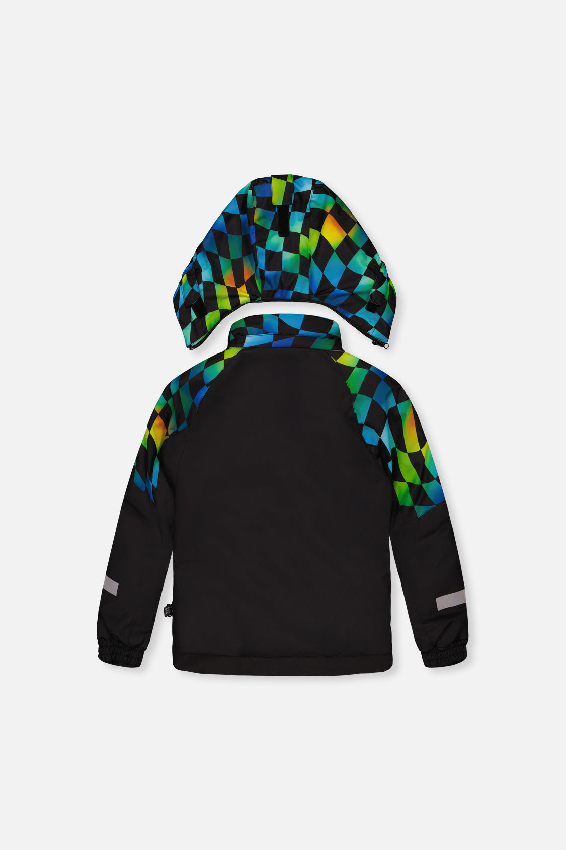 Two Piece Play Snowsuit Black Colorblock With Green Yellow And Blue Checkerboard Pants - J10PB42_09990