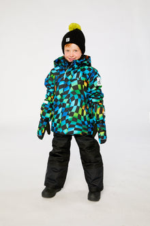 Two Piece Play Snowsuit Green Yellow And Blue Checkerboard With Black Pants - J10PB42_1J054