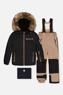 Two Piece Play Snowsuit Black And Beige - J10PB44_09990