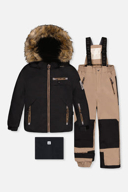 Two Piece Play Snowsuit Black And Beige - J10PB44_09990