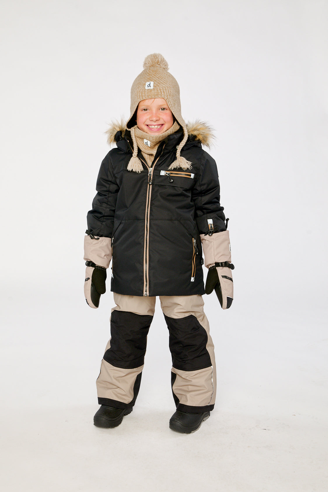 Two Piece Play Snowsuit Black And Beige - J10PB44_09990