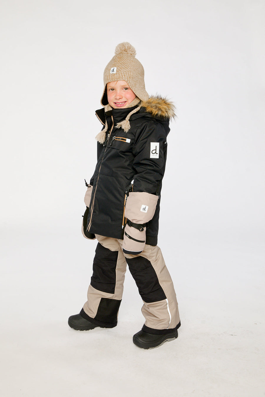 Two Piece Play Snowsuit Black And Beige - J10PB44_09990