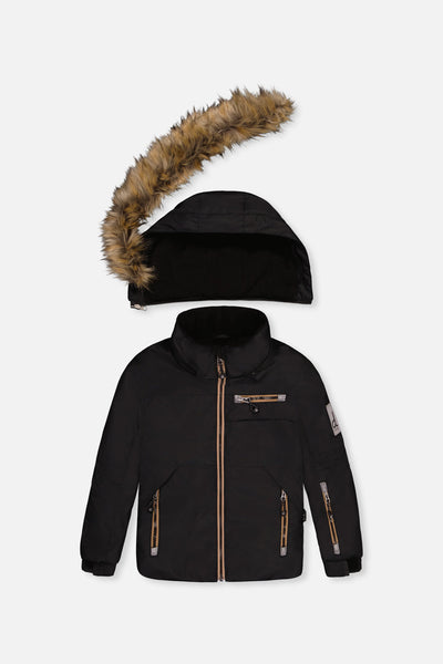 Two Piece Play Snowsuit Black And Beige - J10PB44_09990