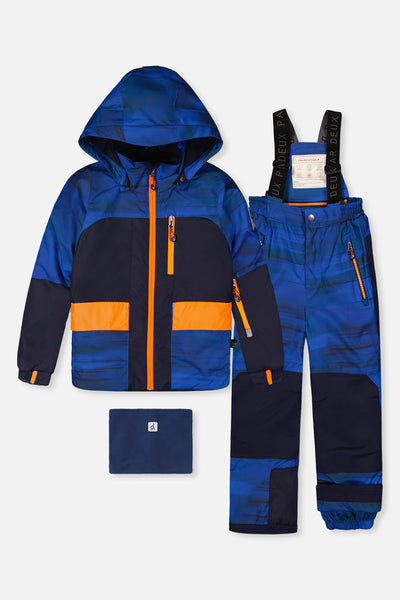 Two Piece Play Snowsuit Navy Blue And Orange With Blue Pants - J10PB45_04790