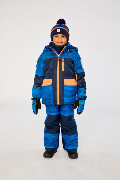 Two Piece Play Snowsuit Navy Blue And Orange With Blue Pants - J10PB45_04790