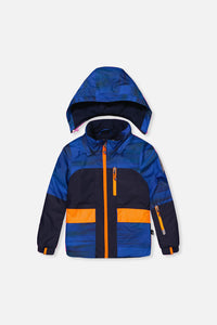 Two Piece Play Snowsuit Navy Blue And Orange With Blue Pants - J10PB45_04790