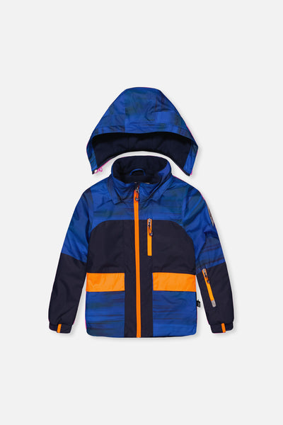 Two Piece Play Snowsuit Navy Blue And Orange With Blue Pants - J10PB45_04790