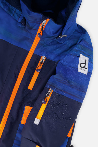 Two Piece Play Snowsuit Navy Blue And Orange With Blue Pants - J10PB45_04790