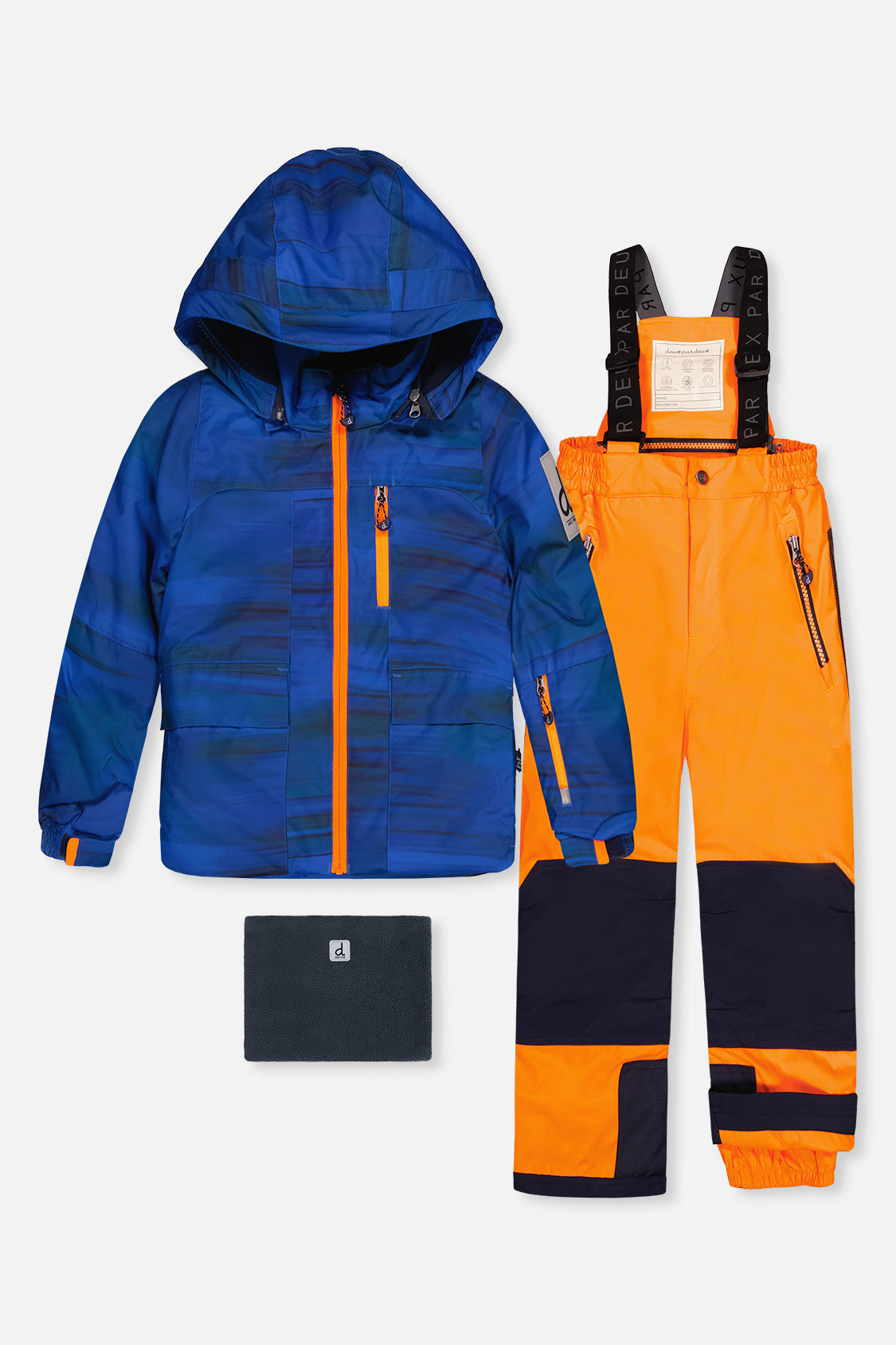 Two Piece Play Snowsuit Navy Blue And Orange With Orange Pants - J10PB45_1J056