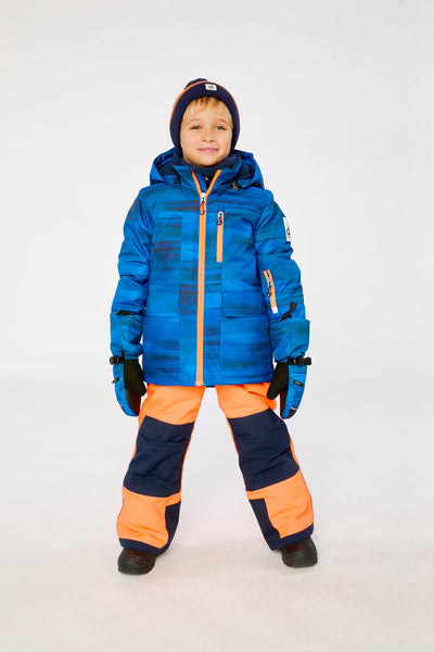 Two Piece Play Snowsuit Navy Blue And Orange With Orange Pants - J10PB45_1J056