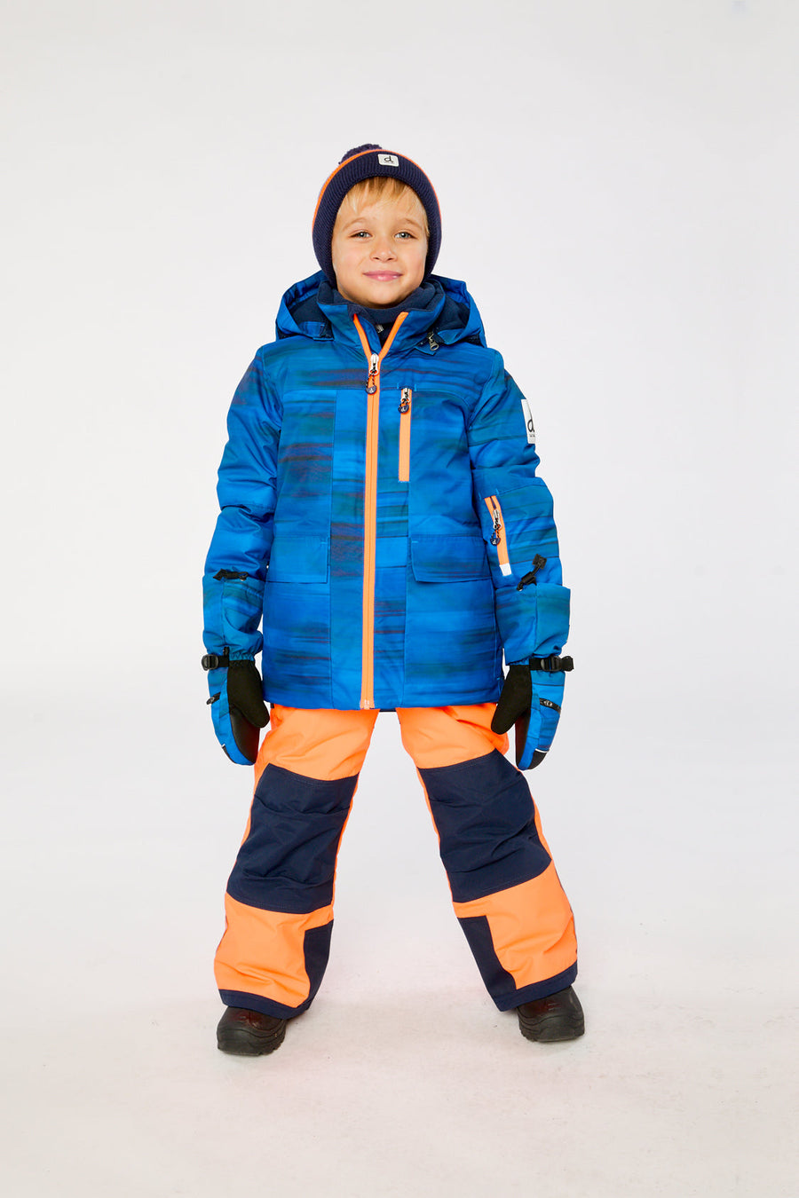 Two Piece Play Snowsuit Navy Blue And Orange With Orange Pants - J10PB45_1J056