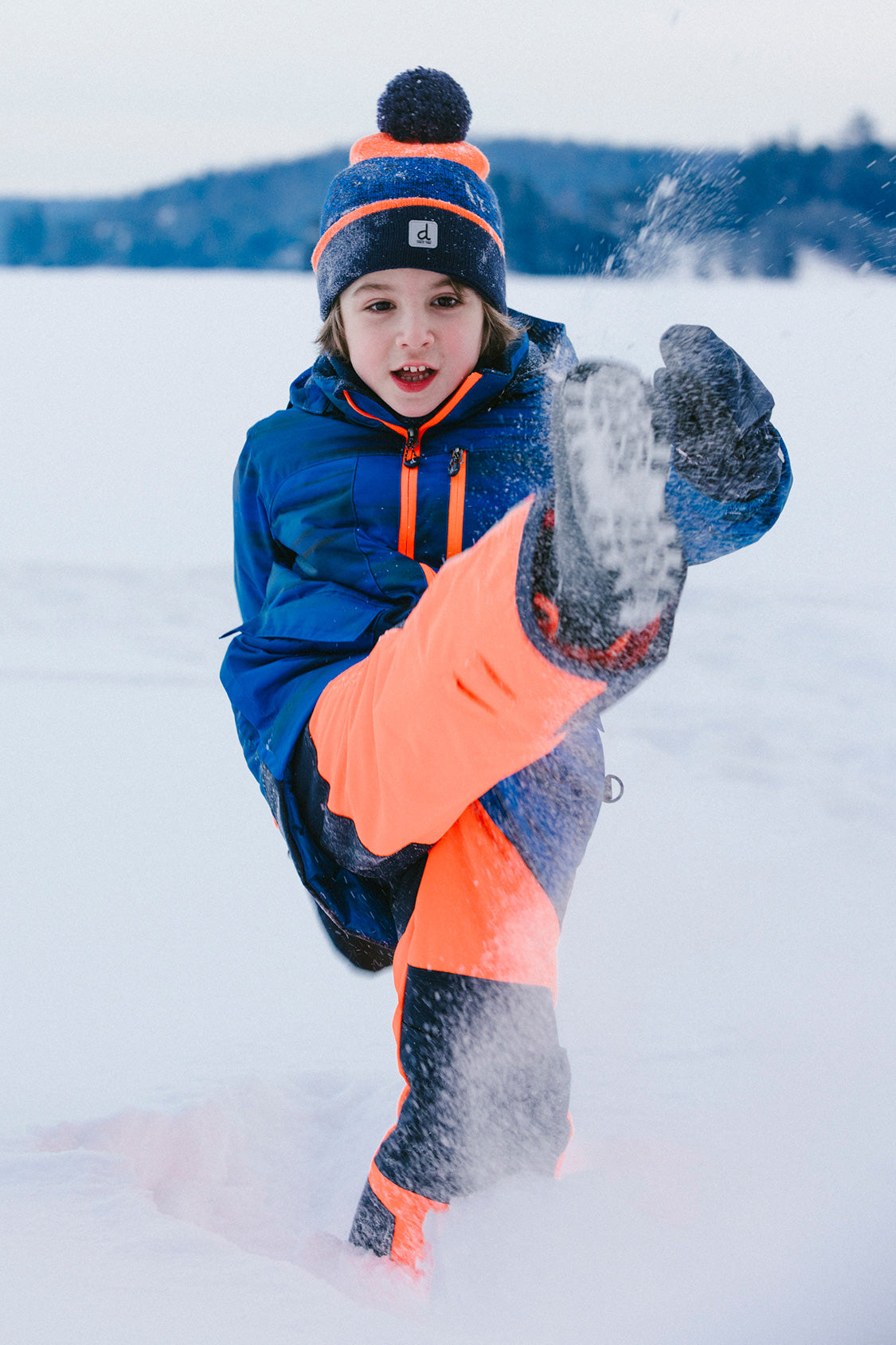 Two Piece Play Snowsuit Navy Blue And Orange With Orange Pants - J10PB45_1J056