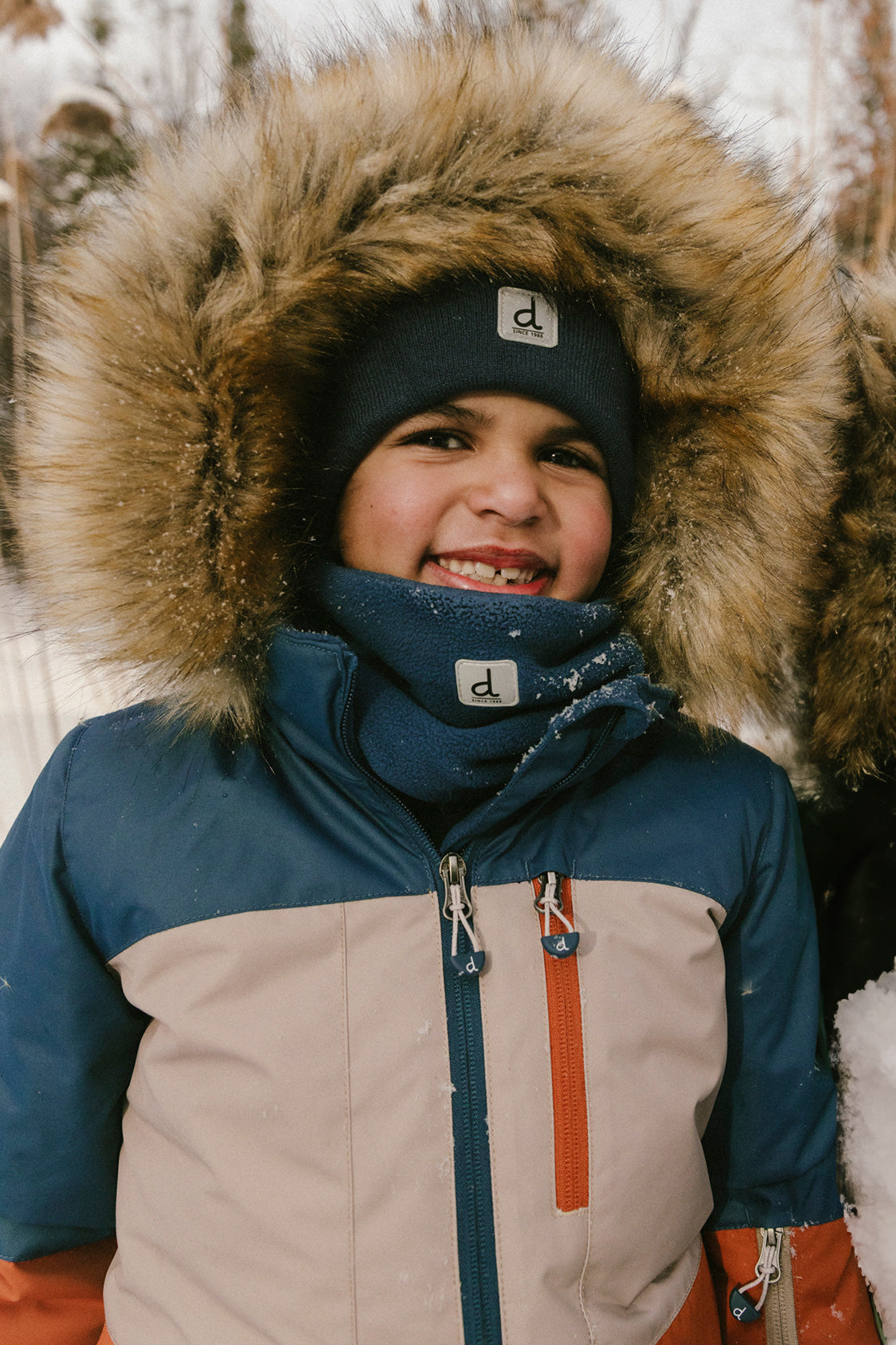 Two Piece Play Snowsuit Navy And Rust Colorblock With Blue Bear Print Pants - J10PB46_04002