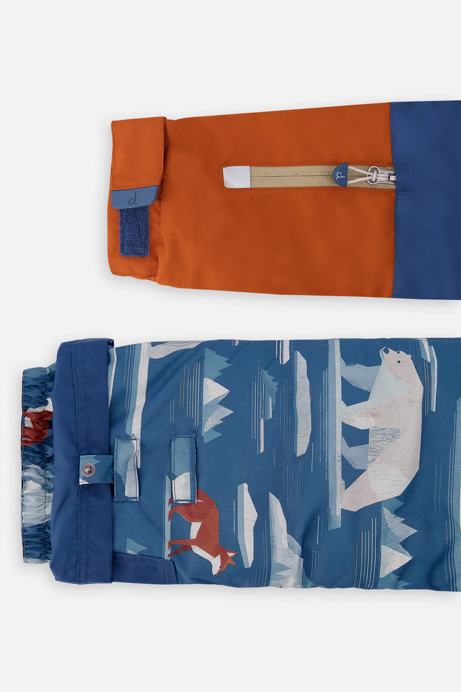 Two Piece Play Snowsuit Navy And Rust Colorblock With Blue Bear Print Pants - J10PB46_04002