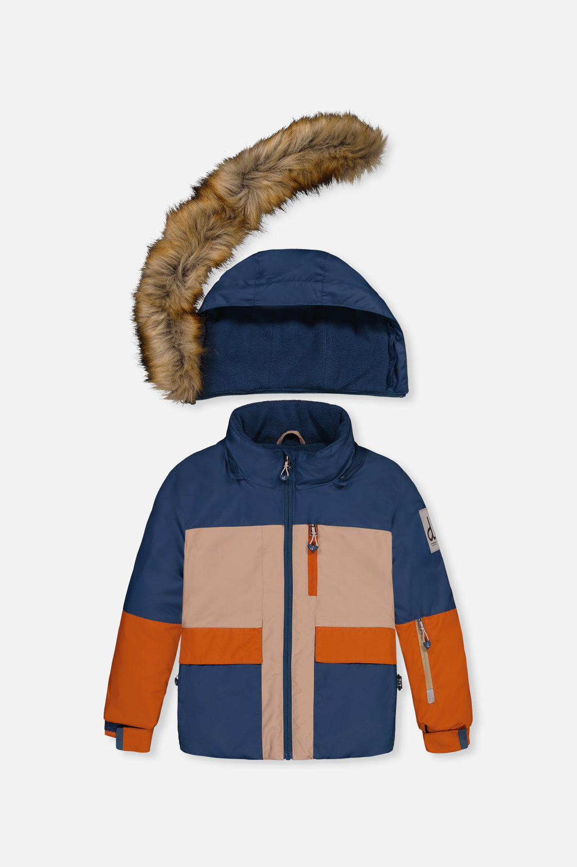 Two Piece Play Snowsuit Navy And Rust Colorblock With Blue Bear Print Pants - J10PB46_04002