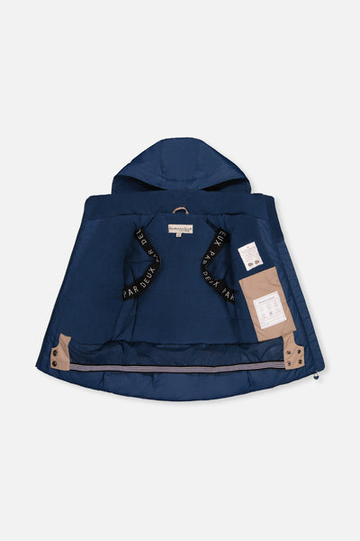 Two Piece Play Snowsuit Navy And Rust Colorblock With Blue Bear Print Pants - J10PB46_04002