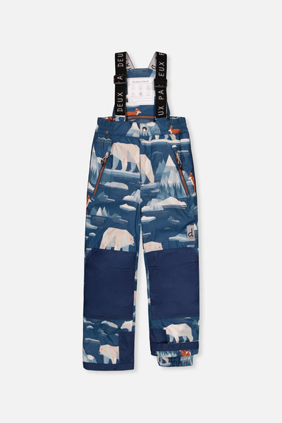 Two Piece Play Snowsuit Navy And Rust Colorblock With Blue Bear Print Pants - J10PB46_04002