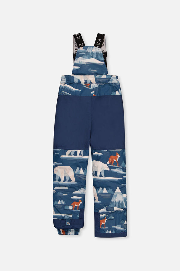 Two Piece Play Snowsuit Navy And Rust Colorblock With Blue Bear Print Pants - J10PB46_04002