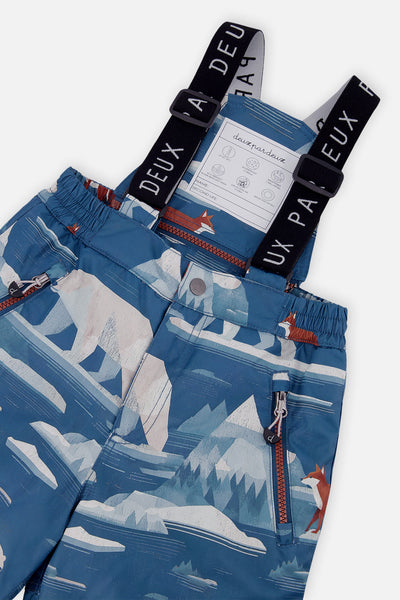 Two Piece Play Snowsuit Navy And Rust Colorblock With Blue Bear Print Pants - J10PB46_04002