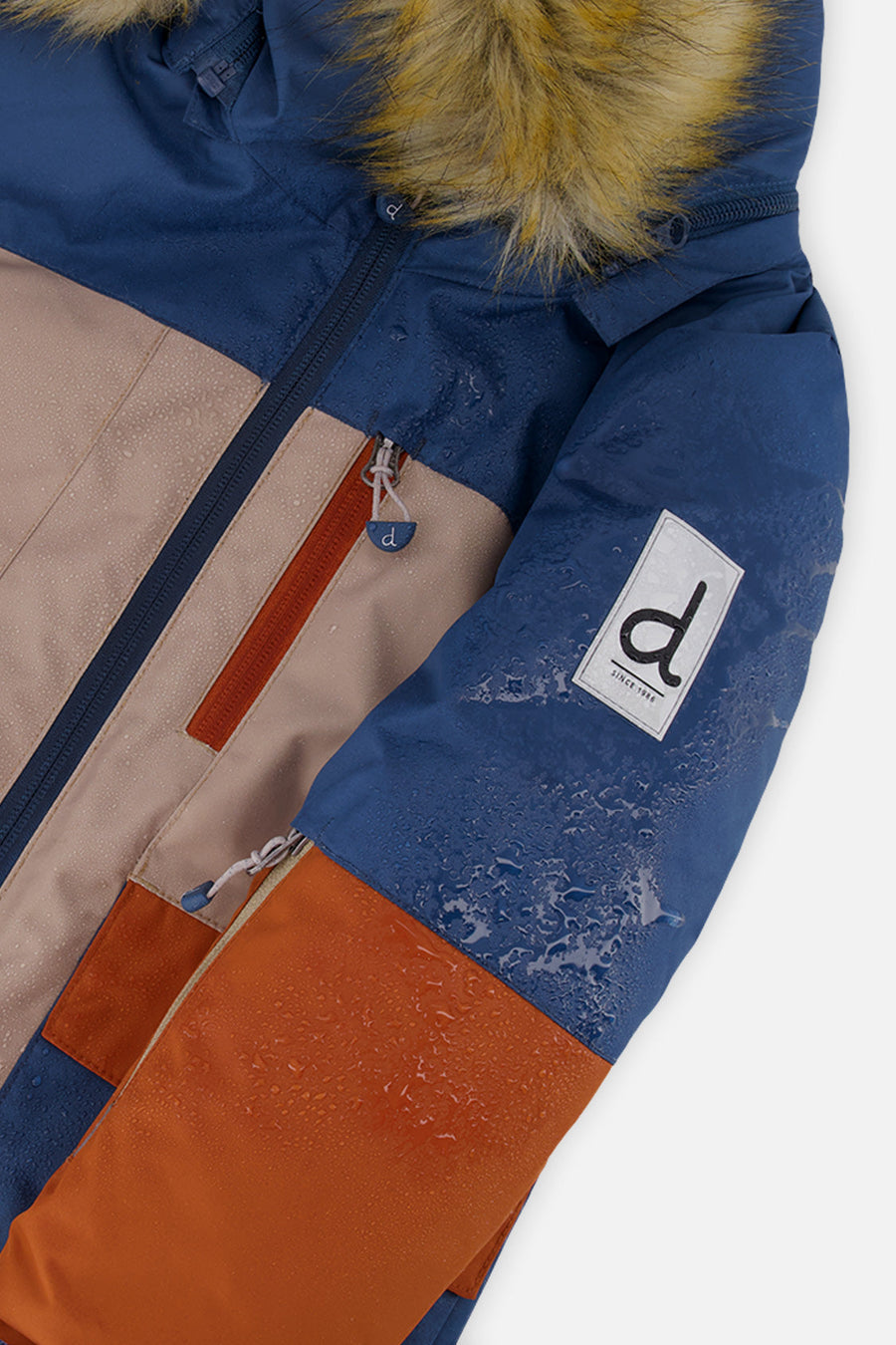Two Piece Play Snowsuit Navy And Rust Colorblock With Blue Bear Print Pants - J10PB46_04002