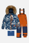 Two Piece Play Snowsuit Blue Bear Print With Rust Pants - J10PB46_1J061