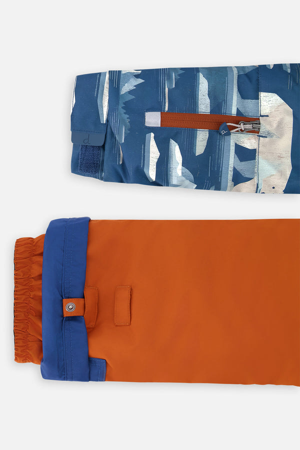 Two Piece Play Snowsuit Blue Bear Print With Rust Pants - J10PB46_1J061