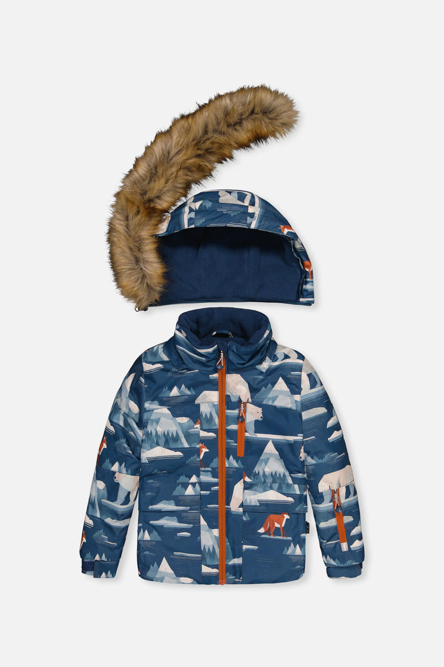 Two Piece Play Snowsuit Blue Bear Print With Rust Pants - J10PB46_1J061