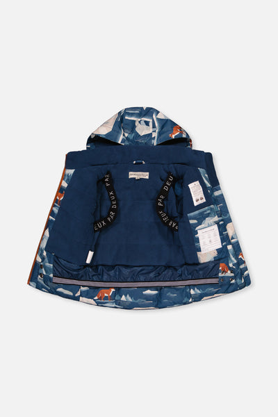 Two Piece Play Snowsuit Blue Bear Print With Rust Pants - J10PB46_1J061