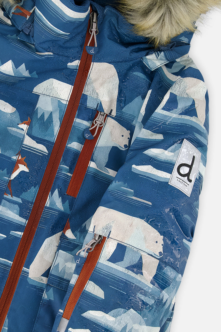 Two Piece Play Snowsuit Blue Bear Print With Rust Pants - J10PB46_1J061