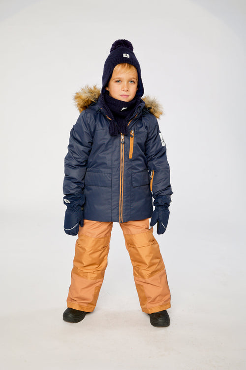 Two Piece Play Snowsuit Navy Blue With Brown Pants - J10PB47_04790