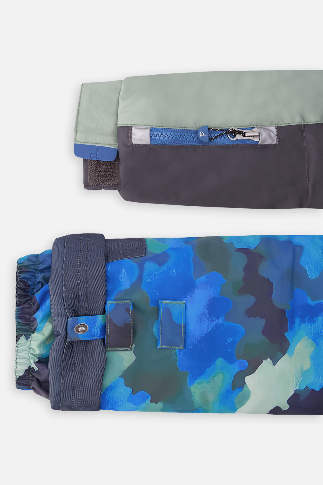 Two Piece Play Snowsuit Green And Navy Colorblock With Blue Camouflage Pants - J10PB48_04760