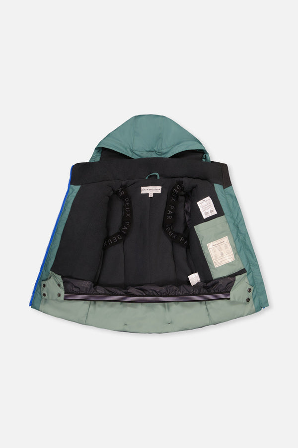Two Piece Play Snowsuit Green And Navy Colorblock With Blue Camouflage Pants - J10PB48_04760
