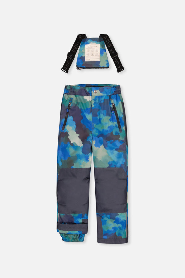 Two Piece Play Snowsuit Green And Navy Colorblock With Blue Camouflage Pants - J10PB48_04760